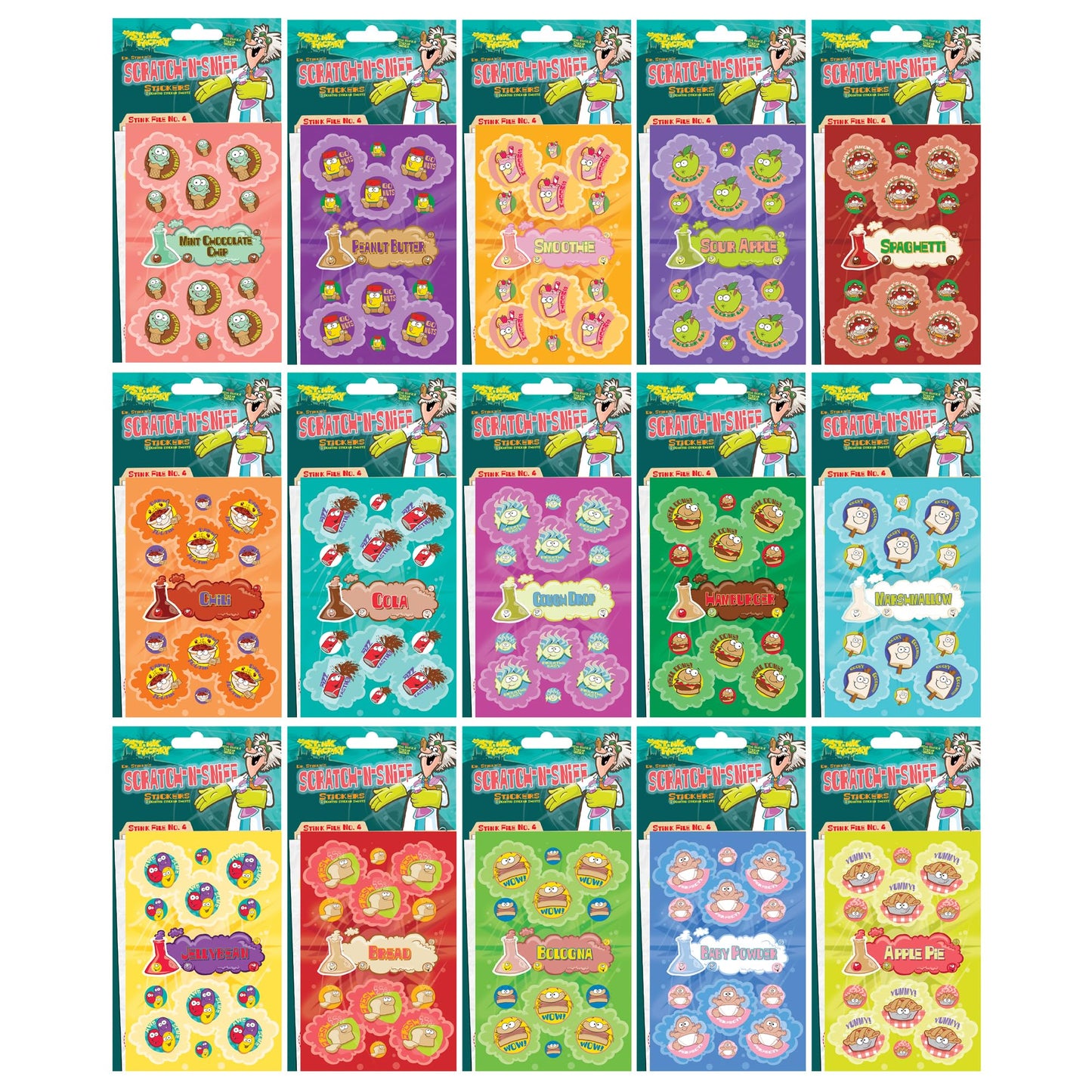 Just For Laughs Dr. Stinkys Scratch N Sniff Stickers 15-Pack, 405 Total (Series 4)