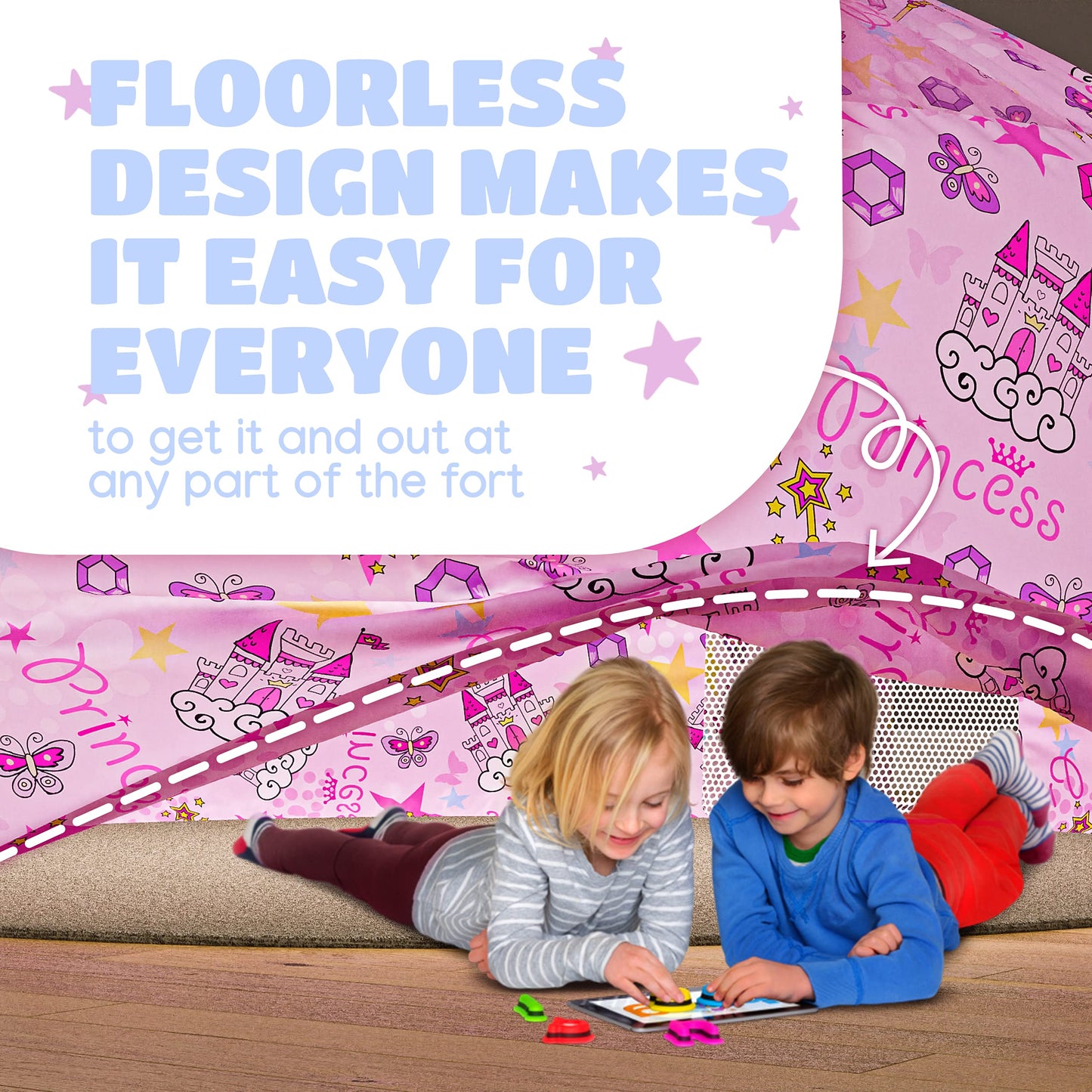 Skywin Air Tent Fort Playhouse for Kids (Princess) - Classic Inflatable Kids Fort Sets Up and Stores Away in Seconds, 77 x 50 In