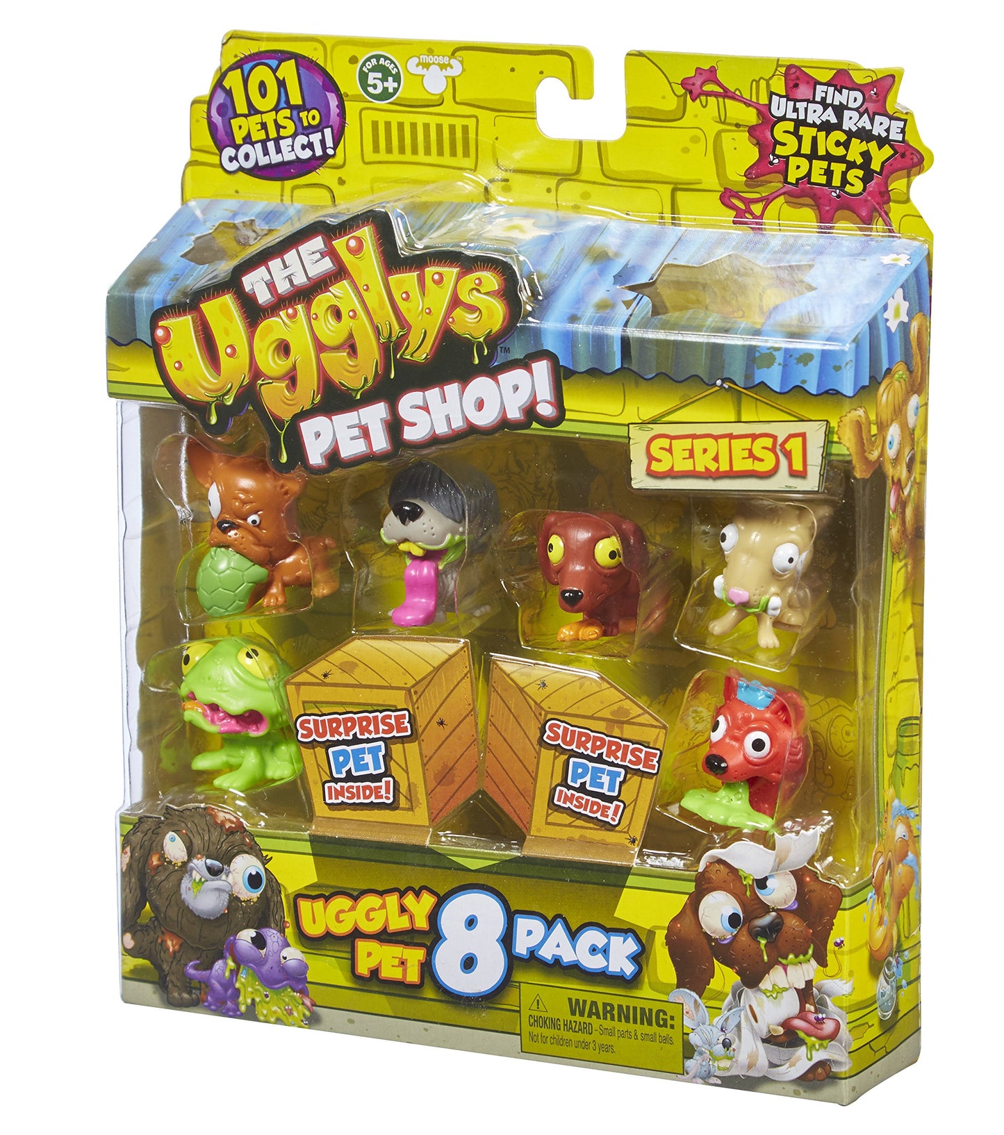 THE UGGLYS PET SHOP Toy Figure Set, 8-Pack, Small, Plastic, Model 19409
