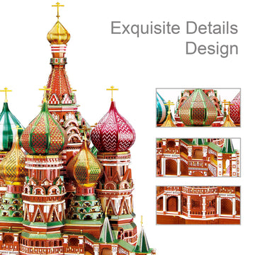 Piececool 3D Metal Puzzle Model Kits Saint Basil’S Cathedral Metal Building Kit For Adults, Brain Teaser Diy Metal Model Kits For Teens Man Woman Family-711 Pcs