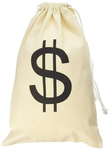 Super Z Outlet Large Canvas Natural Money Bag Pouch With Drawstring Closure And Dollar Sign Design For Toy Party Favors, Bank Robber Cowboy Pirate Theme, Carrying Case Sack