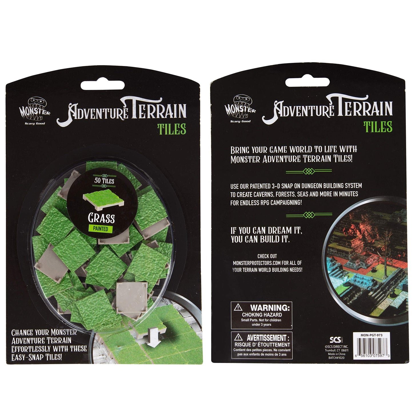 Monster Adventure Terrain- 50Pc Grass Tile Expansion Pack- Hand-Painted 1X1 -Tile Set- Easy Snap Creates Amazing Tabletop Terrain In Minute- Customize Your D&D And Pathfinder Dungeons Your Way