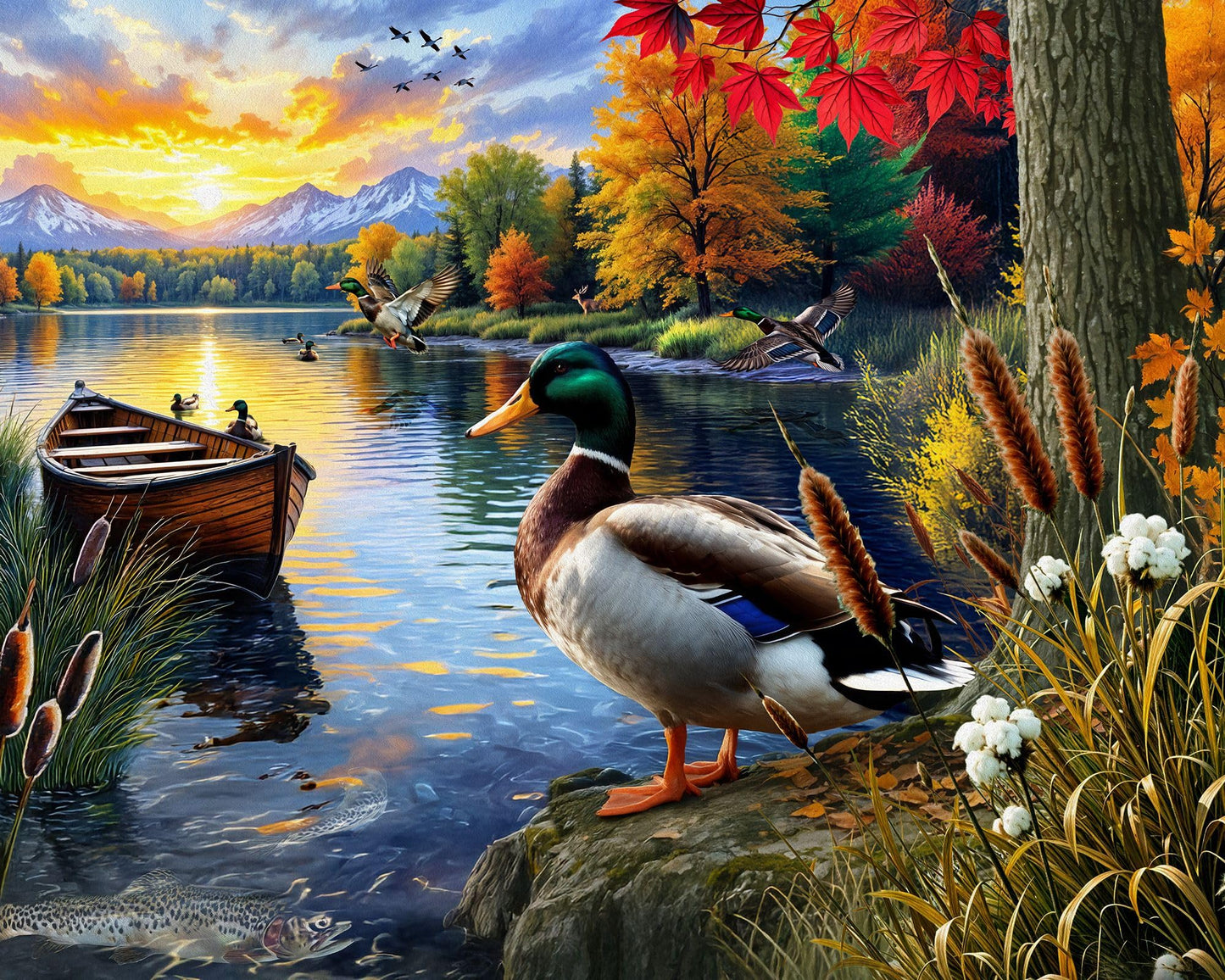 Springbok Mallard Morning Glow 1000 Piece Puzzle for mature-themeds- Relax and Take in The Beauty of The Outdoors