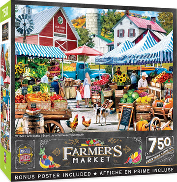 Masterpieces 750 Piece Jigsaw Puzzle For Adults and Family - Old Mill Farm Stand - 18x24