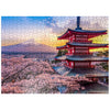 MyPuzzle Beautiful View of Mount Fuji and Chureito Pagoda at Sunset - enhanced 500 Piece Jigsaw Puzzle for mature-themeds