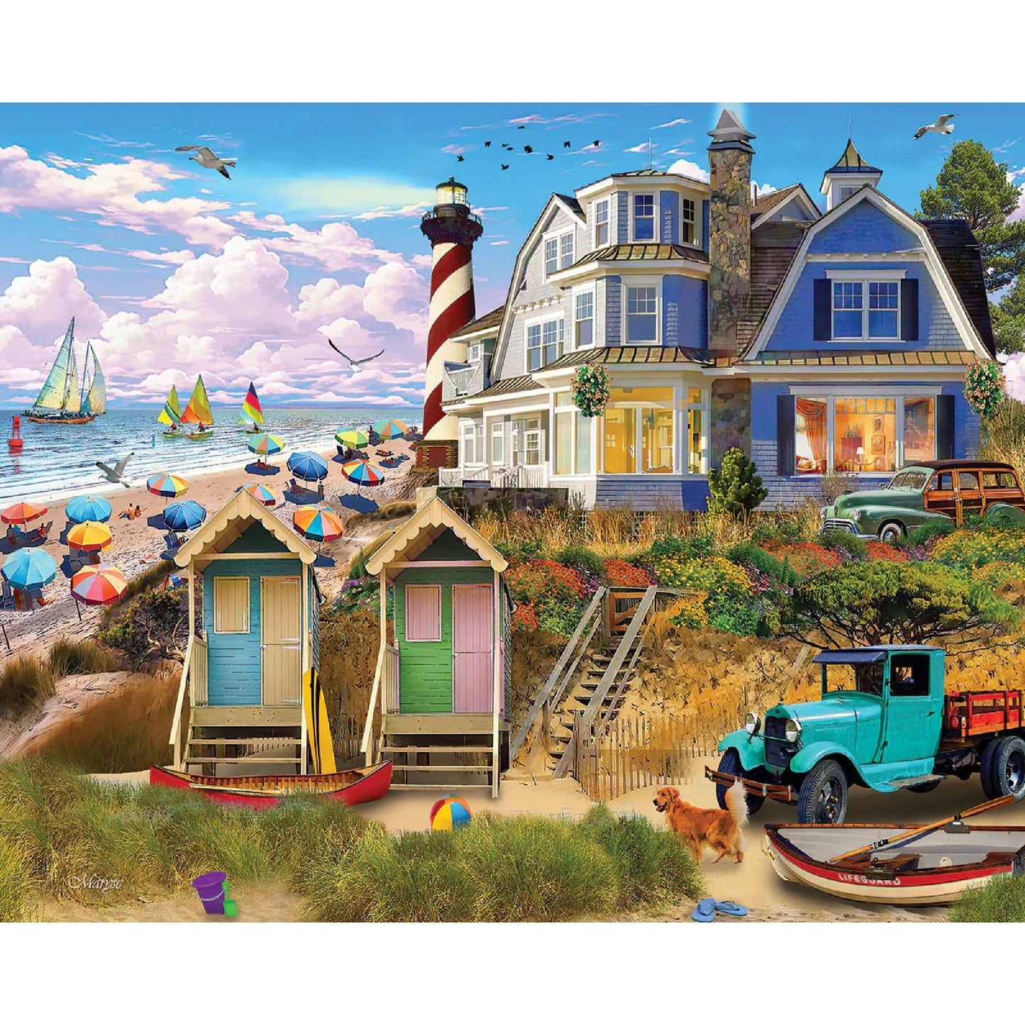 White Mountain Fun at The Beach Puzzle 1000 Piece Coastal Jigsaw Puzzles for Adults