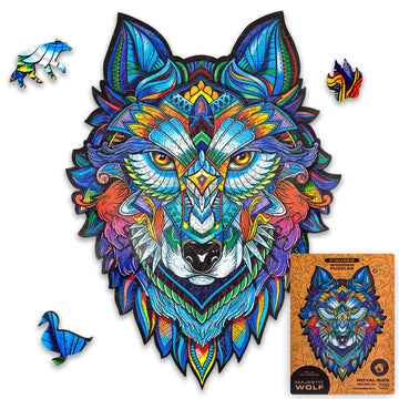 Unidragon Original Wooden Jigsaw Puzzles - Majestic Wolf, 700 Pcs, Royal Size 16.5'X22.6', Beautiful Gift Package, Unique Shape Best Gift For Adults And Kids
