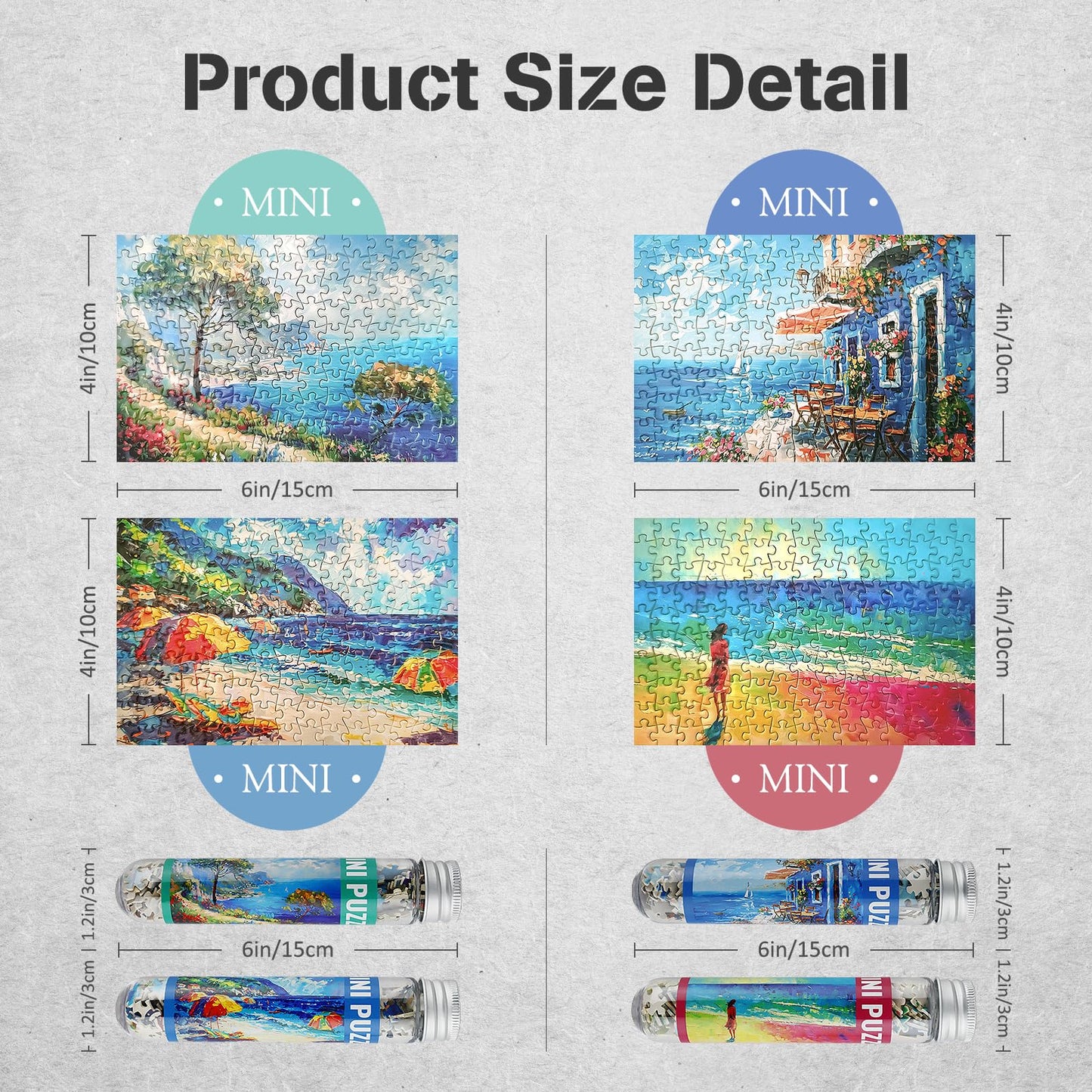 Misitu Small Jigsaw Puzzles For Adults Challenging Puzzle Small Puzzles Mini Jigsaw Puzzles For Adults 150 Pieces Micro Tiny Puzzels Beach Art Puzzles Travel Puzzles 6 X 4 Inches, 4 Packs