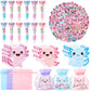 CY2SIDE Axolotl Stationery Party Gift - 12 Pack Axolotl Prizes Set Include 4-in-1 Ballpoint Pen Sticky Note Sticker and Organza 