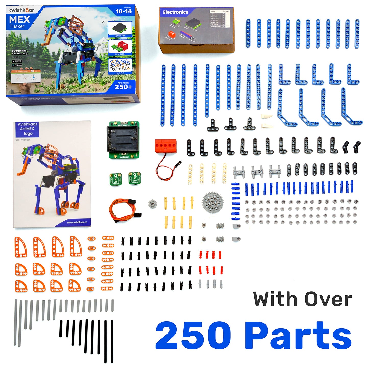 Avishkaar Mex Tusker, Robot Toy For Kids Aged 10-14, Diy Robotics Kit, Building & Construction Set With 250+ Parts, Learning & E