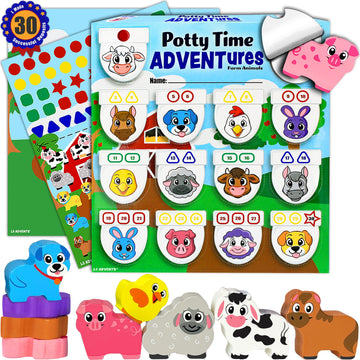 Potty Time Adventures Toddler Potty Training Chart By Lil Advents - 14 Wood Blocks / Stacking Block Toys - Potty Training Advent