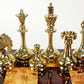 Real Brass Metal Staunton Bridled Knight Chess Men Set Gold And Black Chrome - No Board