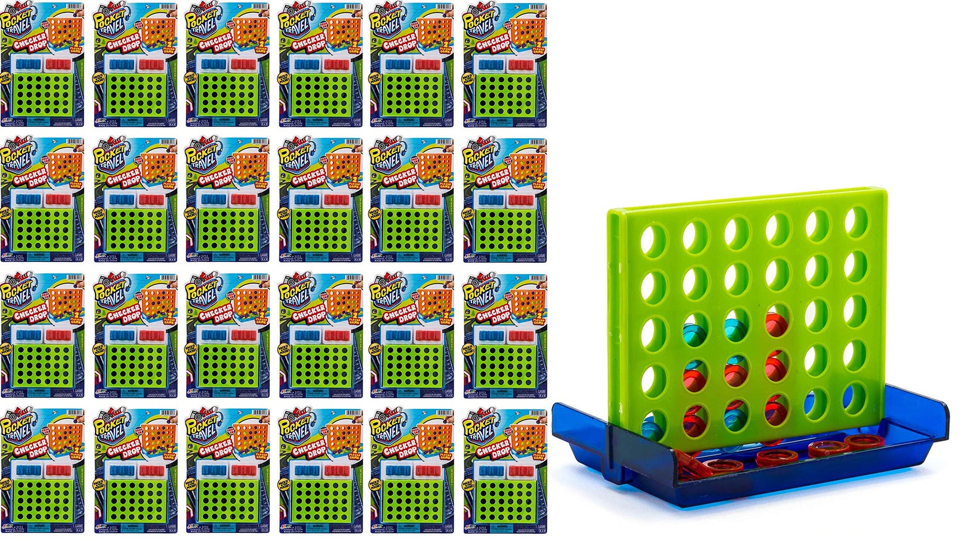 Ja-Ru Pocket Travel Mini Four In A Row Game (24 Units) Pocket Size Travel Games & Family Board Games. Outdoor & Indoor Recess To
