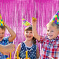 Hampton Distribution 2 Pack Pink Fringe Backdrop, Pink Tinsel Backdrop Curtains, Decorations for Baby Showers, Birthday, Holiday