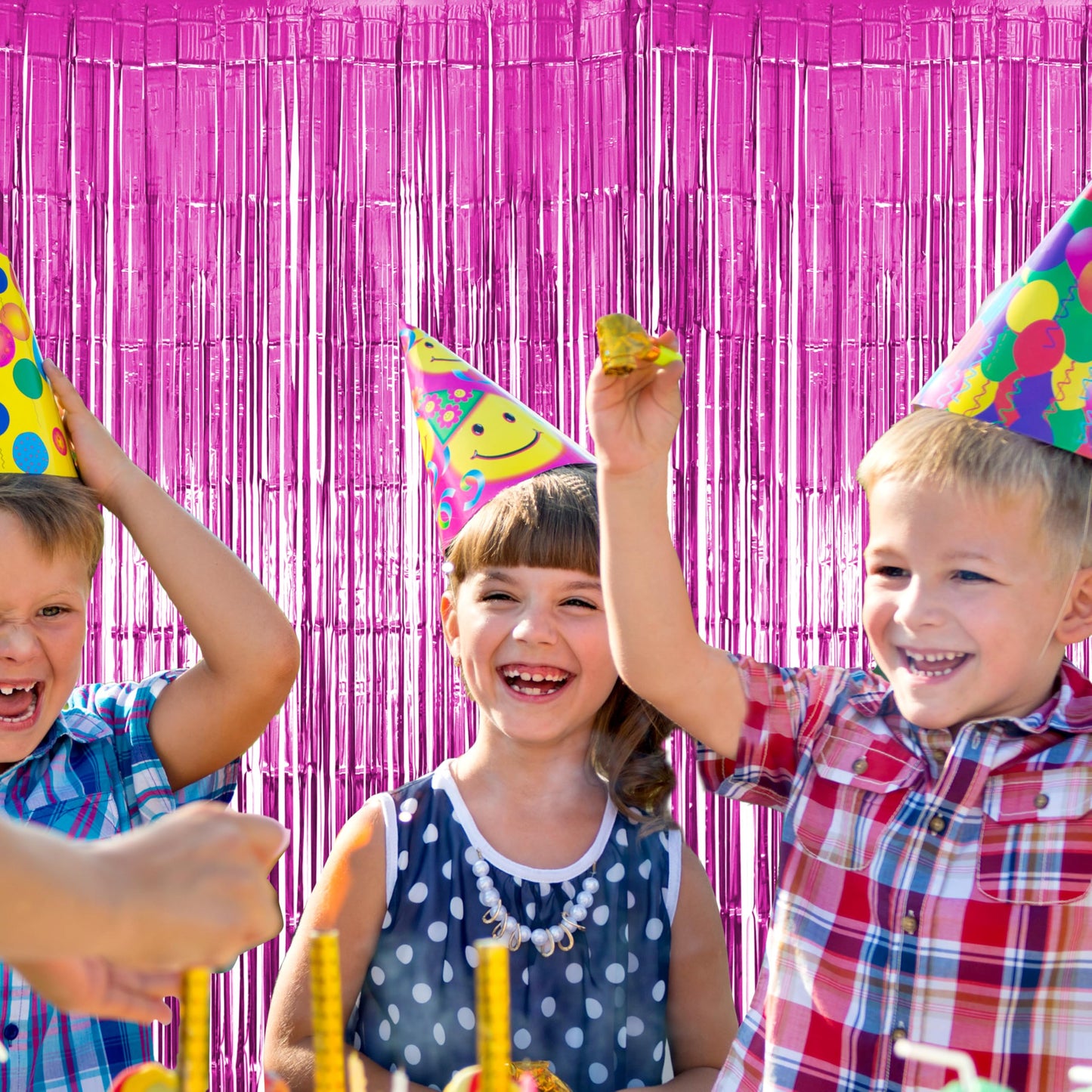 Hampton Distribution 2 Pack Pink Fringe Backdrop, Pink Tinsel Backdrop Curtains, Decorations for Baby Showers, Birthday, Holiday