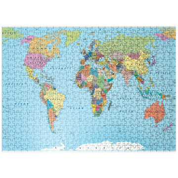 Mypuzzle Color World Map - Borders, Countries, Roads And Cities - Premium 500 Piece Jigsaw Puzzle For Adults