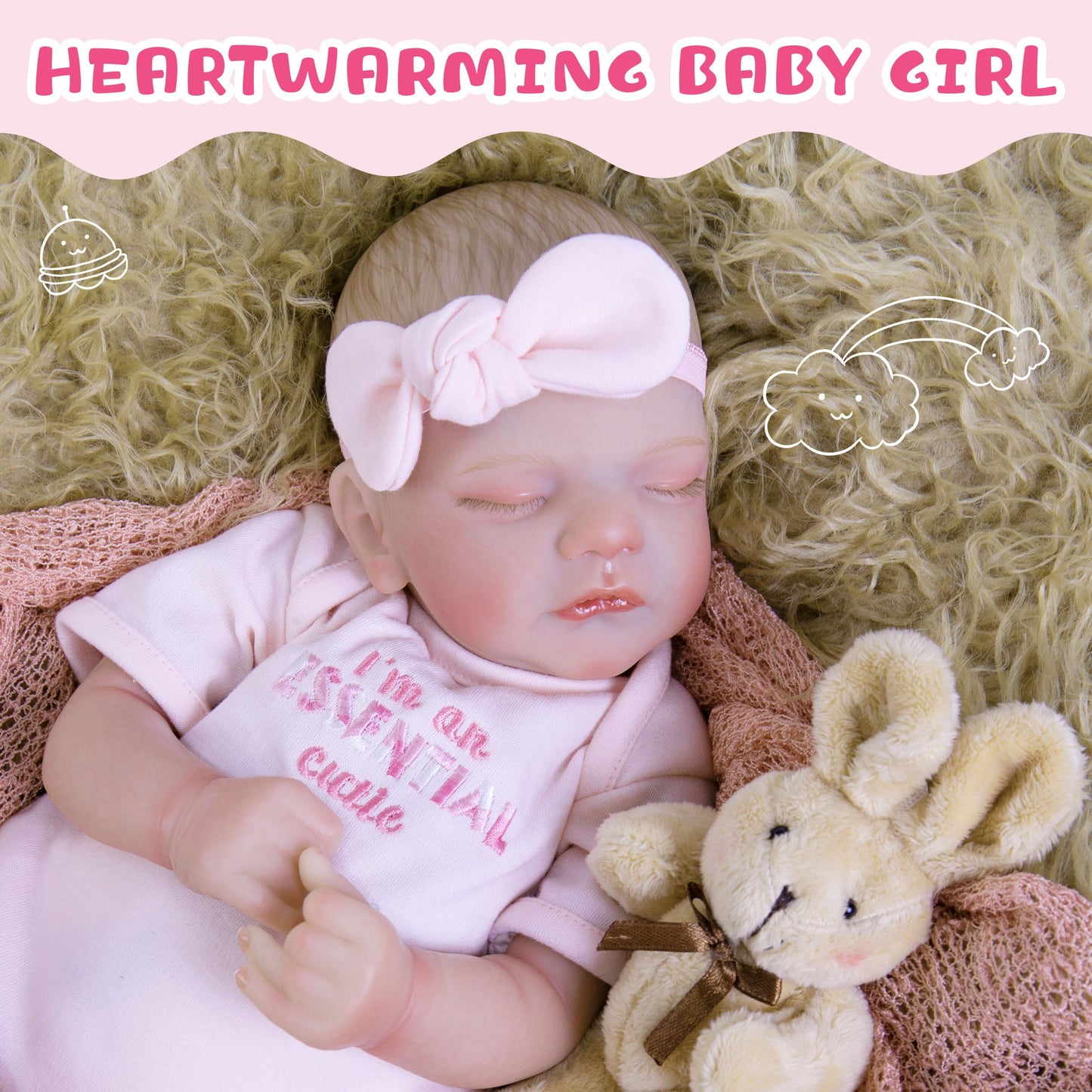 EKOKIZ Reborn Baby Dolls 18-Inch Soft Skin Realistic Baby Dolls Cloth Body Sleeping Girl Baby Dolls That Look Real Newborn Baby