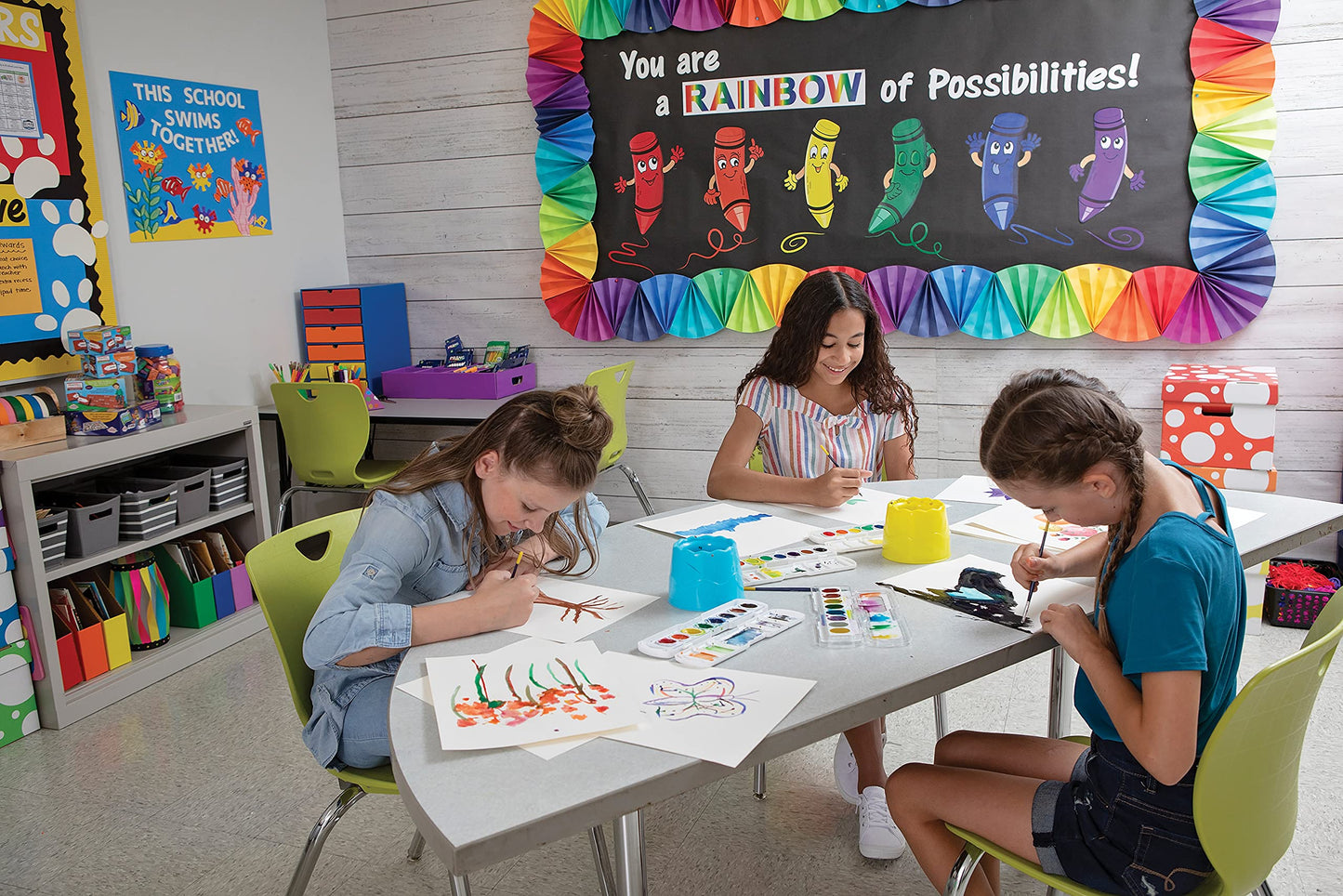 Creativity Street Stable Water Pots, Assorted Colors, 4-1/2 Dia., 6 Pieces