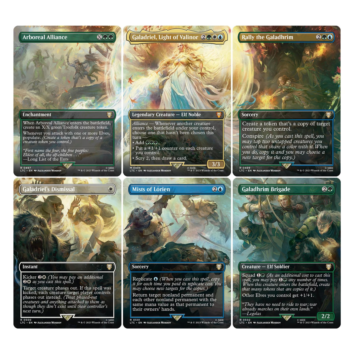 Magic The Gathering Scene Box - The Might of Galadriel, 6 Scene Cards, 6 Art Cards, 3 Set Boosters, Multicolor, Model D34840000