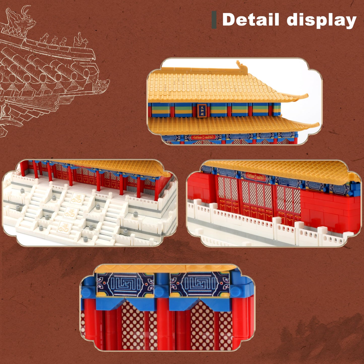 Wriyvngs Chinese Architecture Micro Building Blocks Set Hall Of Supreme Harmony Collection Model For Display 2166Pcs Creative To
