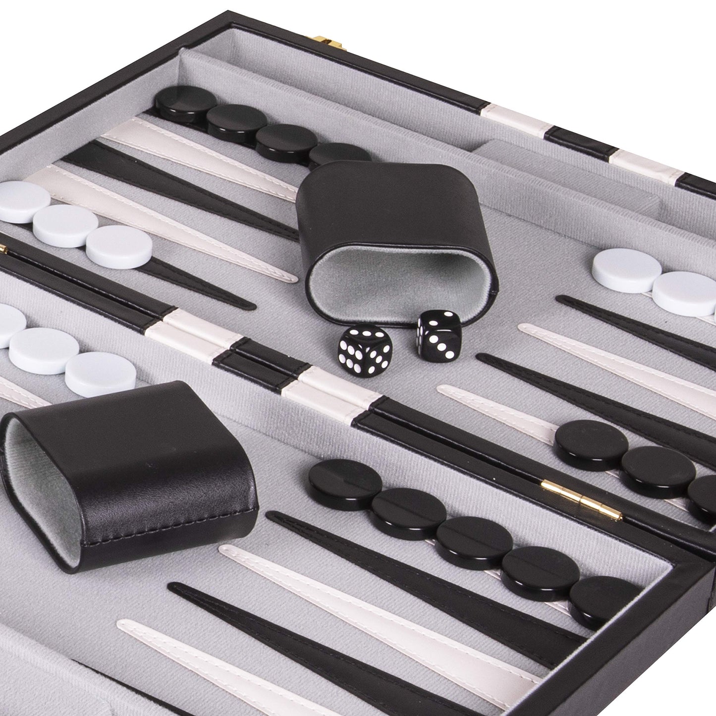Backgn Set 15 inch  Medium - Classic Board Game for mature-themeds and Kids with enhanced Leather Case - Includes Strategy & Tip Guide (Black)