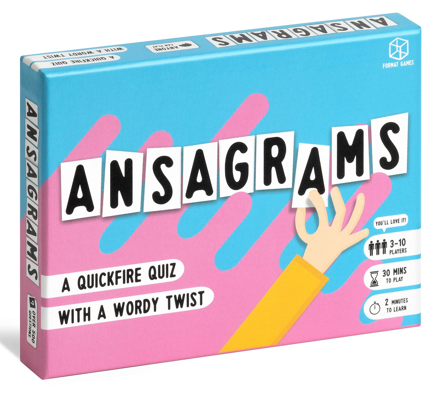Format Games Ansagrams Party Game Travel Edition - Quick Wordy Quiz Fun! Fast-Paced Trivia Card Game, Fun Family Game For Kids & Adults, Ages 12+, 3-10 Players, 30 Minute Playtime, Made