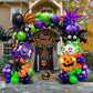 Halloween Balloon Garland Arch Kit, 133pcs Orange and Black with Spider Web Bat Ghost Pumpkin Eyes, Long Balloons for Halloween 