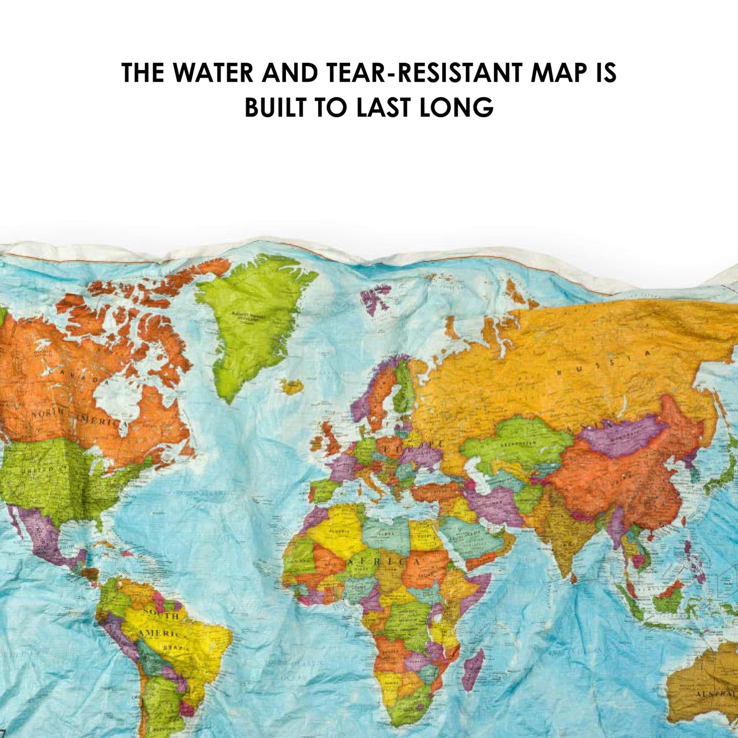 Waypoint Geographic World Scrunchmap, Portable, Easy-To-Store Map Of The World, Water And Tear-Resistant Map, Eco-Conscious Uniq