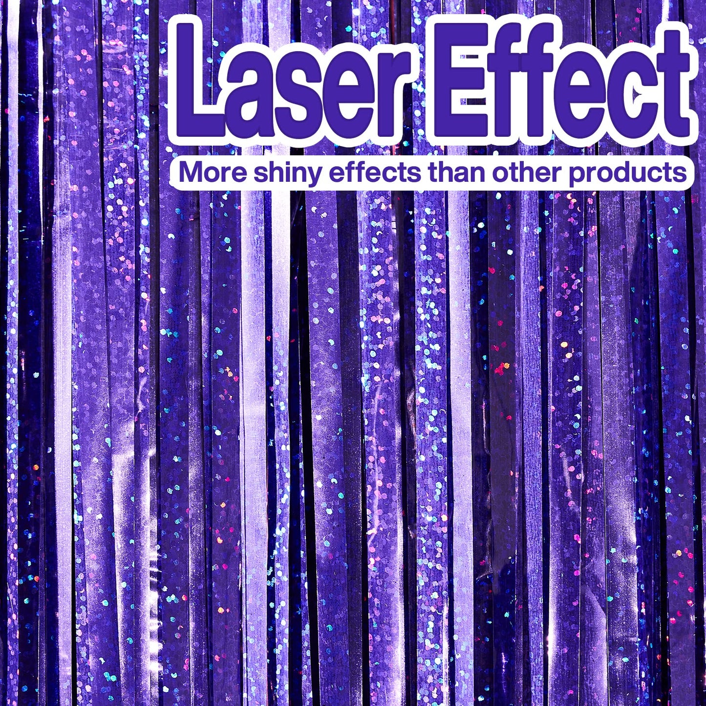 PartyWoo 2 pcs Purple Foil Fringe Curtain, Metallic Tinsel Fringe Backdrop Door Fringe, Purple Streamers Backdrop for Mermaid Bi