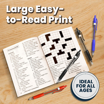 10-Pack Large Print Crossword Puzzles For Seniors Plus 2 Fill-In Puzzle Books And 4 Pens - Big, Bold, Easy-To-Read, Perfect Brai
