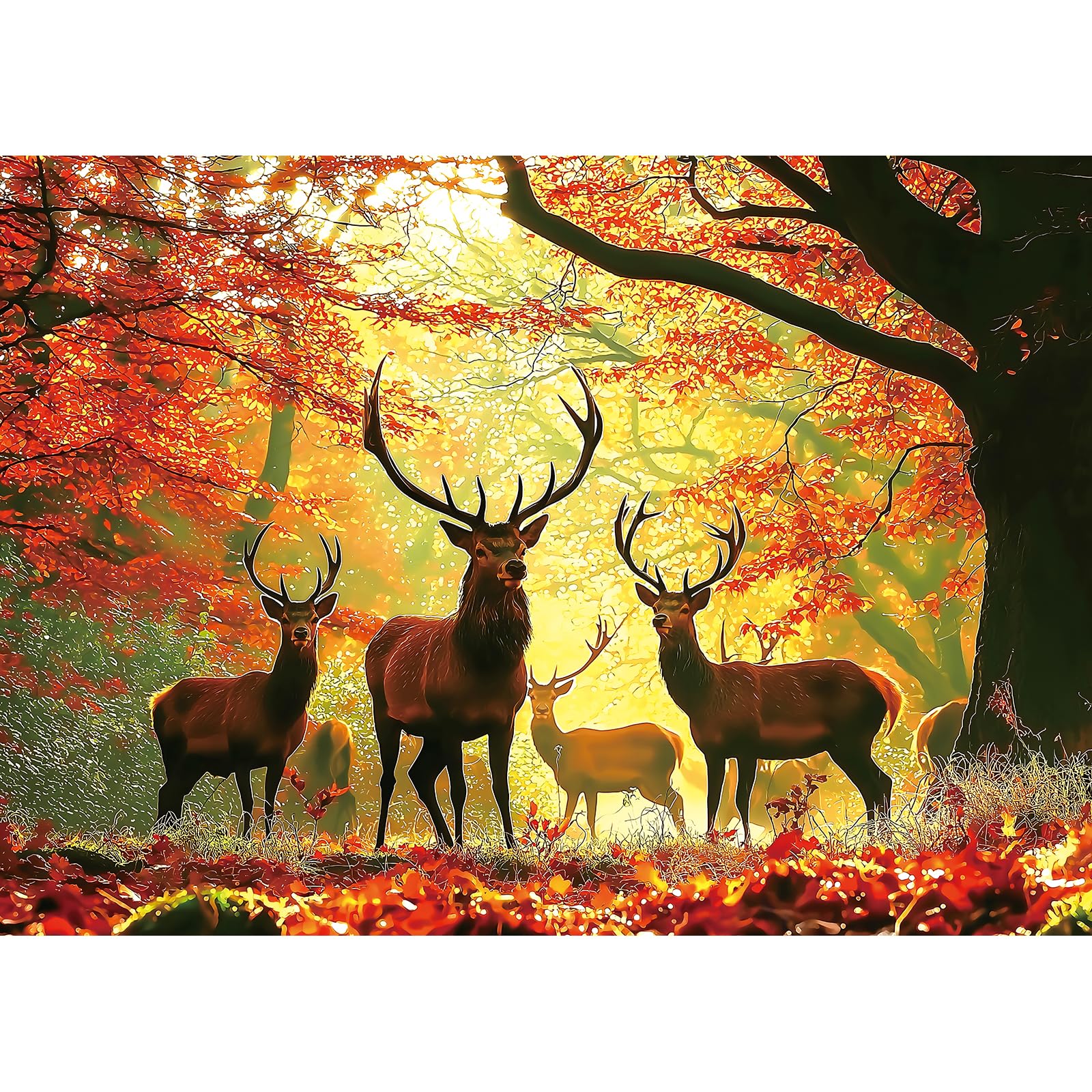 Miniwan 1000 Piece Jigsaw Puzzle For Adults, Impossible Hard Difficult Challenging Puzzles For Adults, Autumn Elk Nature Landsca
