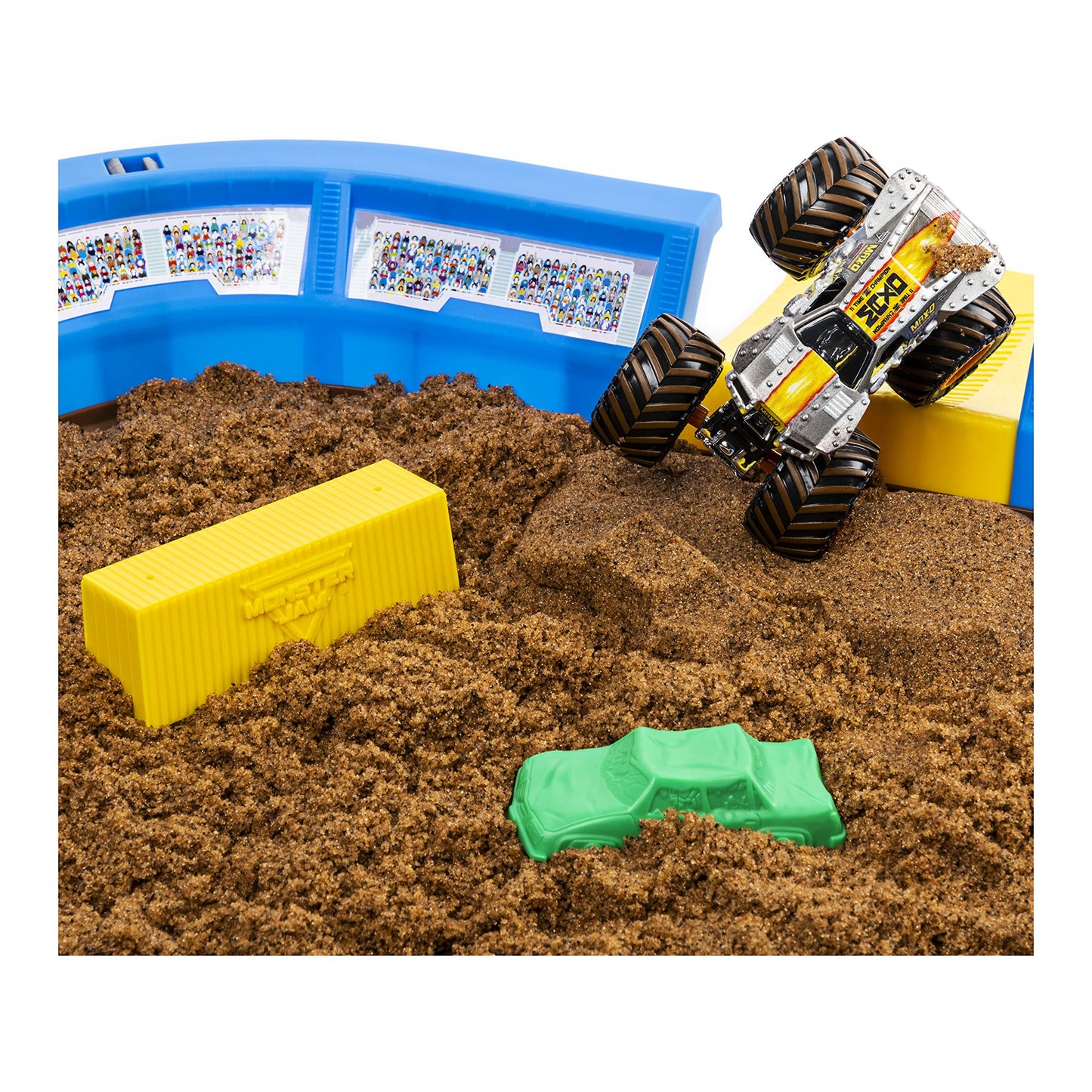 Monster Jam 24-Inch Dirt Arena Playset with 2lbs Monster Dirt & Exclusive Die-Cast Truck, Model 6046703, Plastic, Dirt Arena Color