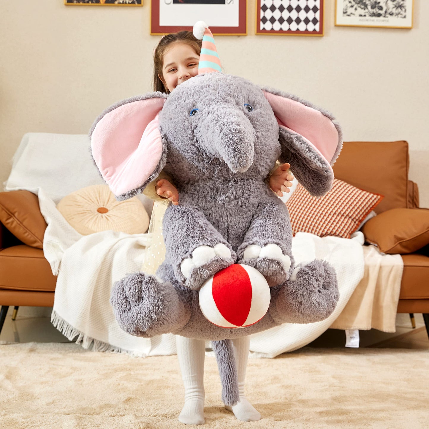Ikasa Giant Elephant Stuffed Animal Plush Toy, 31'' Large Big Jumbo Soft Plushie Toys For Kids Girls Boys Girlfriend