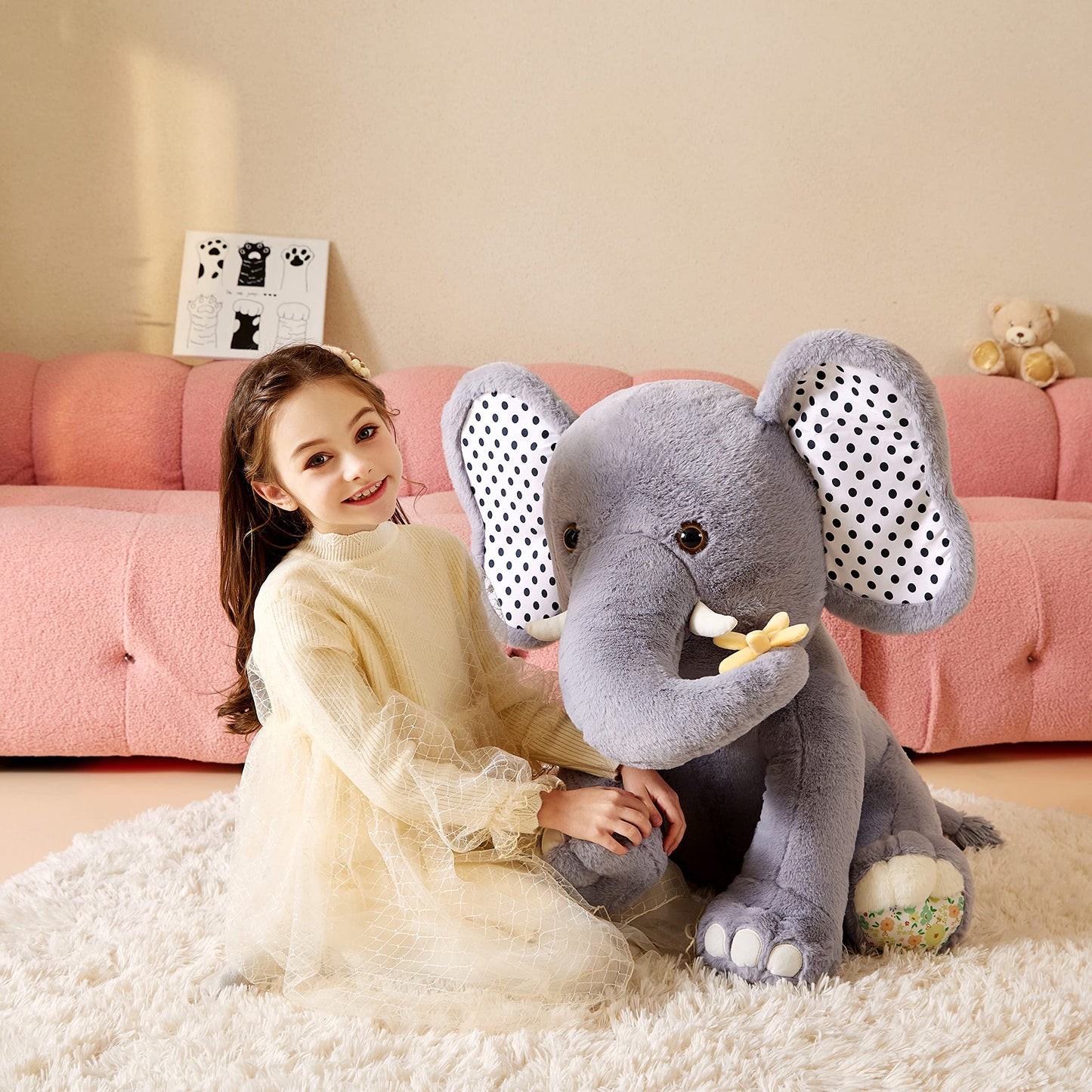 Tumyay Giant Elephant Stuffed Animal Plush Soft Toy,Large Jumbo 25'' Cute Big Size Huge Fluffy Plushy Fat Plushie,Birthday Gifts