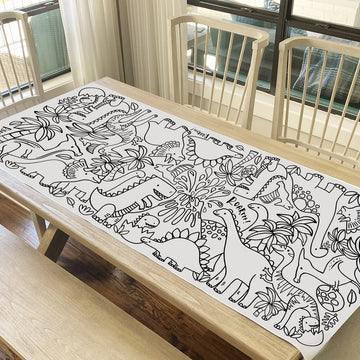 Tiny Expressions Dinosaur Birthday, Coloring Poster For Kids - Rolled, No Creases 30' X 72' Large Coloring Tablecloth For Dinosaur-Themed Birthday Parties - Dino Party Decorations For Boys And Girls