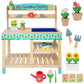 Svan Wooden Toy Gardening Center Indoor Playset - 22 Pc Garden Stand Set W Flowers, Seed Packets, Pots, Shovel Rake Apron Watering Pot- Great Interactive & Fun Pretend Playtime, Gift For Boys Girls