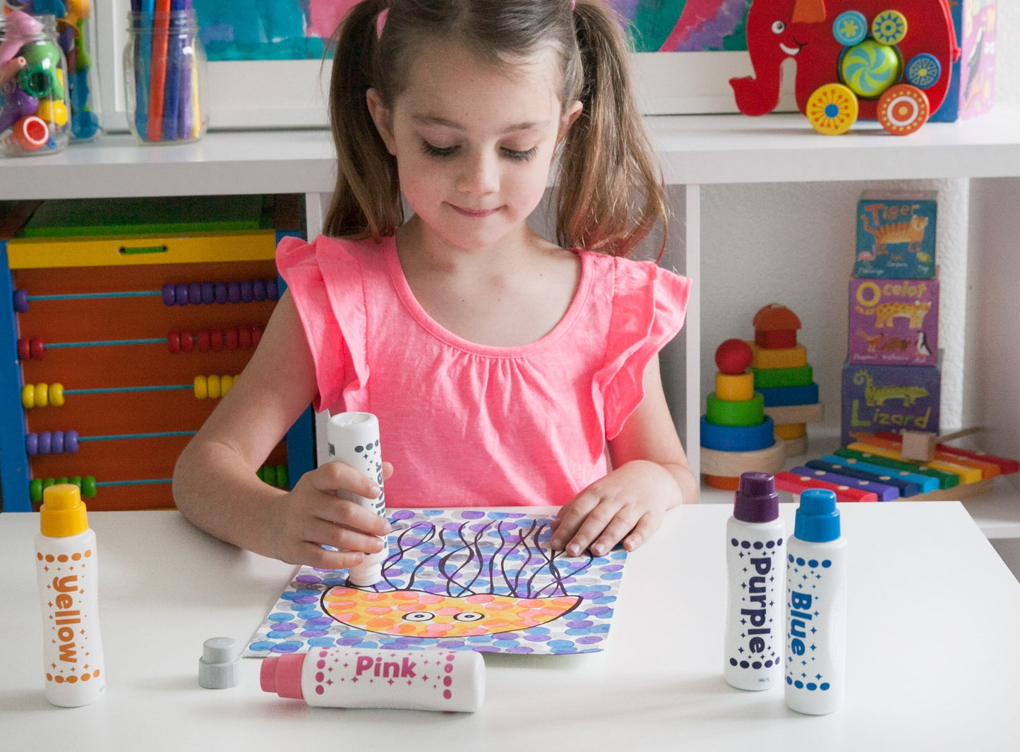 Do A Dot Art! Shimmer Washable Paint Markers, 5-Pack, Assorted Colors, Model DOADOT-104-5, Made in the USA