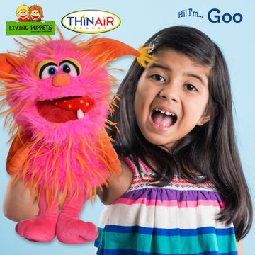 Living Puppets 15-Inch Plush Pink & Orange Friendly Monster Hand Puppet - European Design  Ultra-Soft and Cuddly  Promotes Child Development  Recommended for Boys and Girls