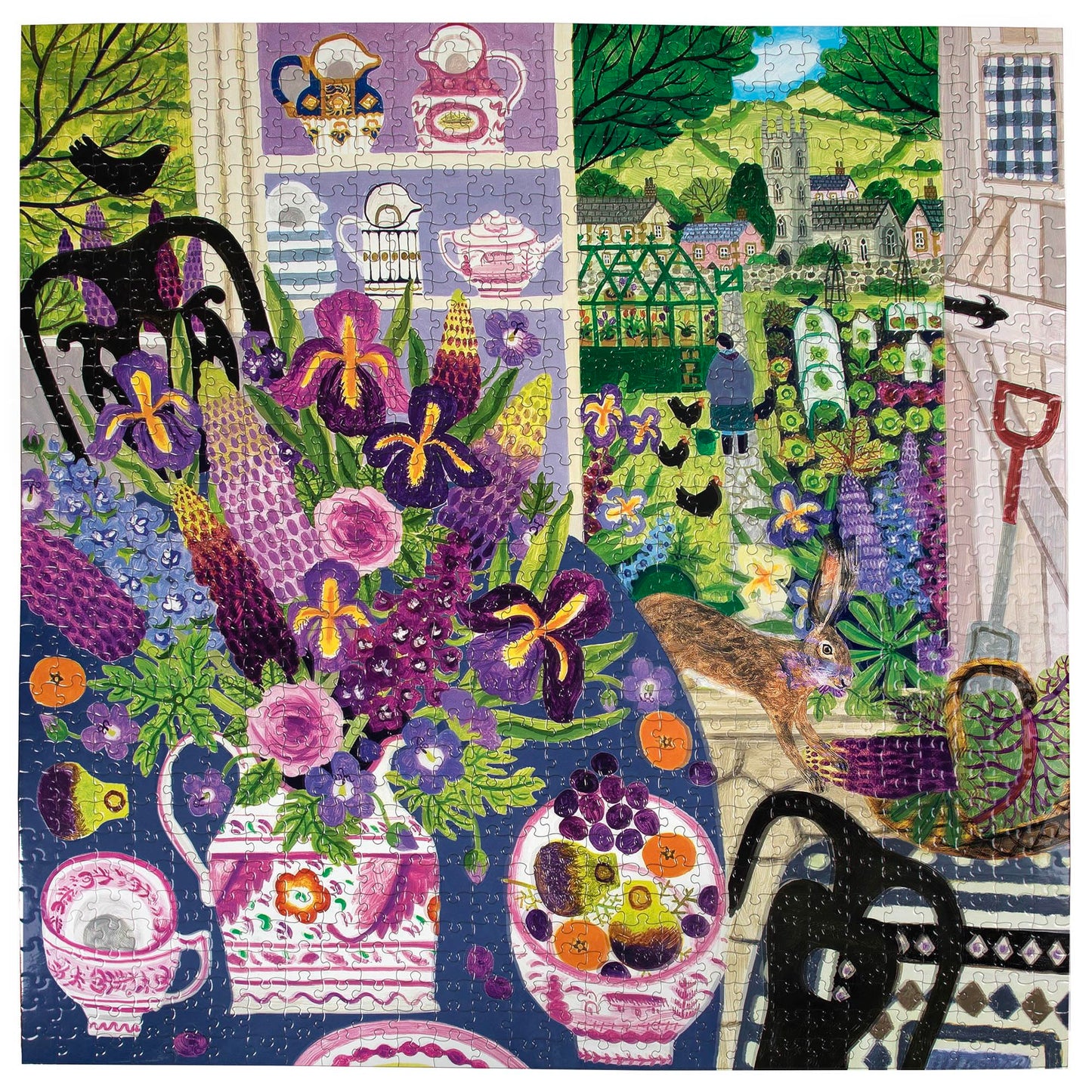 eeBoo 1000 Piece Puzzle - Piece & Love Lavender Kitchen, 23x23 inches, Cardboard, Adult Square Jigsaw with Image Reference Insert