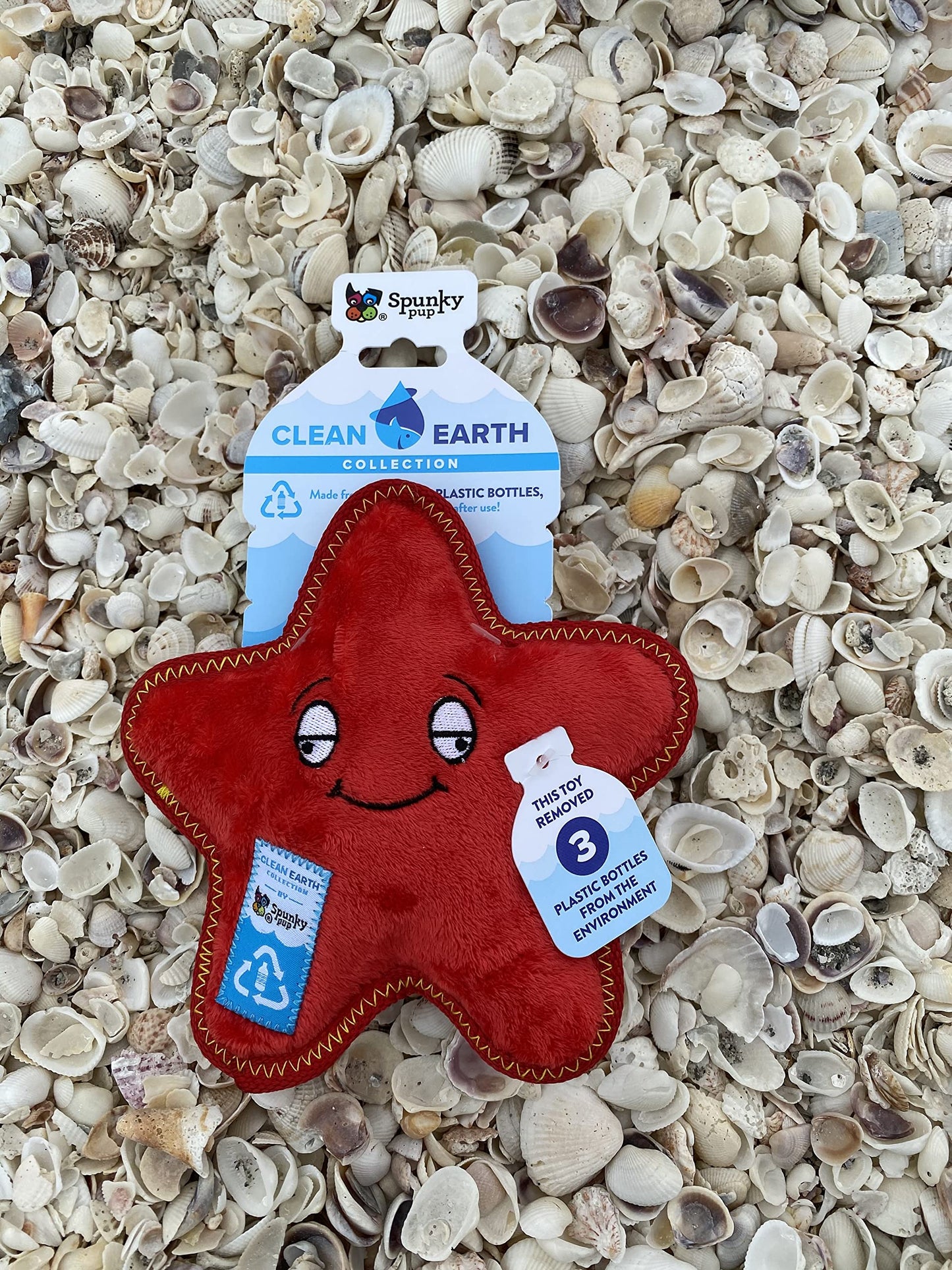 Spunky Pup Clean Earth Plush Starfish | Made From 100% Recycled Water Bottles | Small