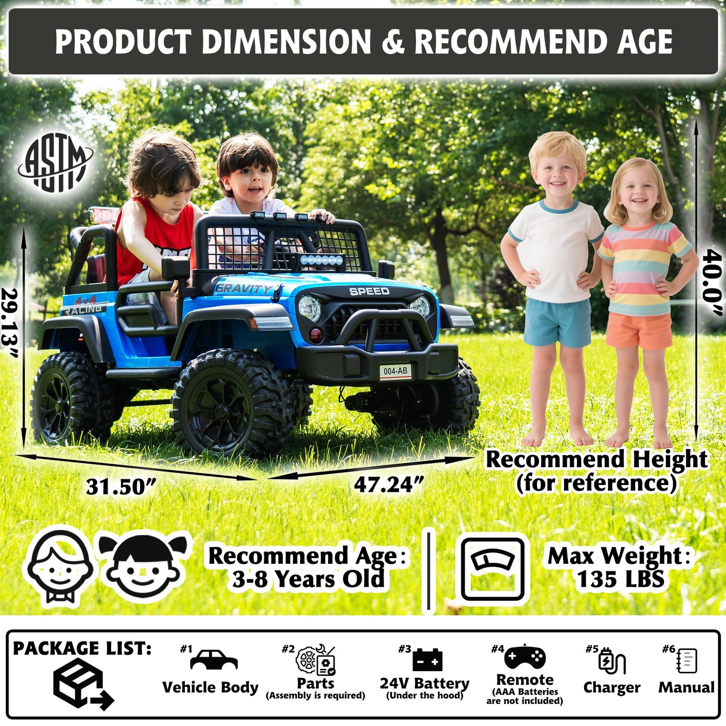 sopbost enhanced 24V Ride On Car with Remote Control  4x200W  2 Seater Ride On Toy for Kids  4WD Kids Electric Vehicles  Ride On Truck XL with EVA Tires Wheels  Bluetooth (Blue)