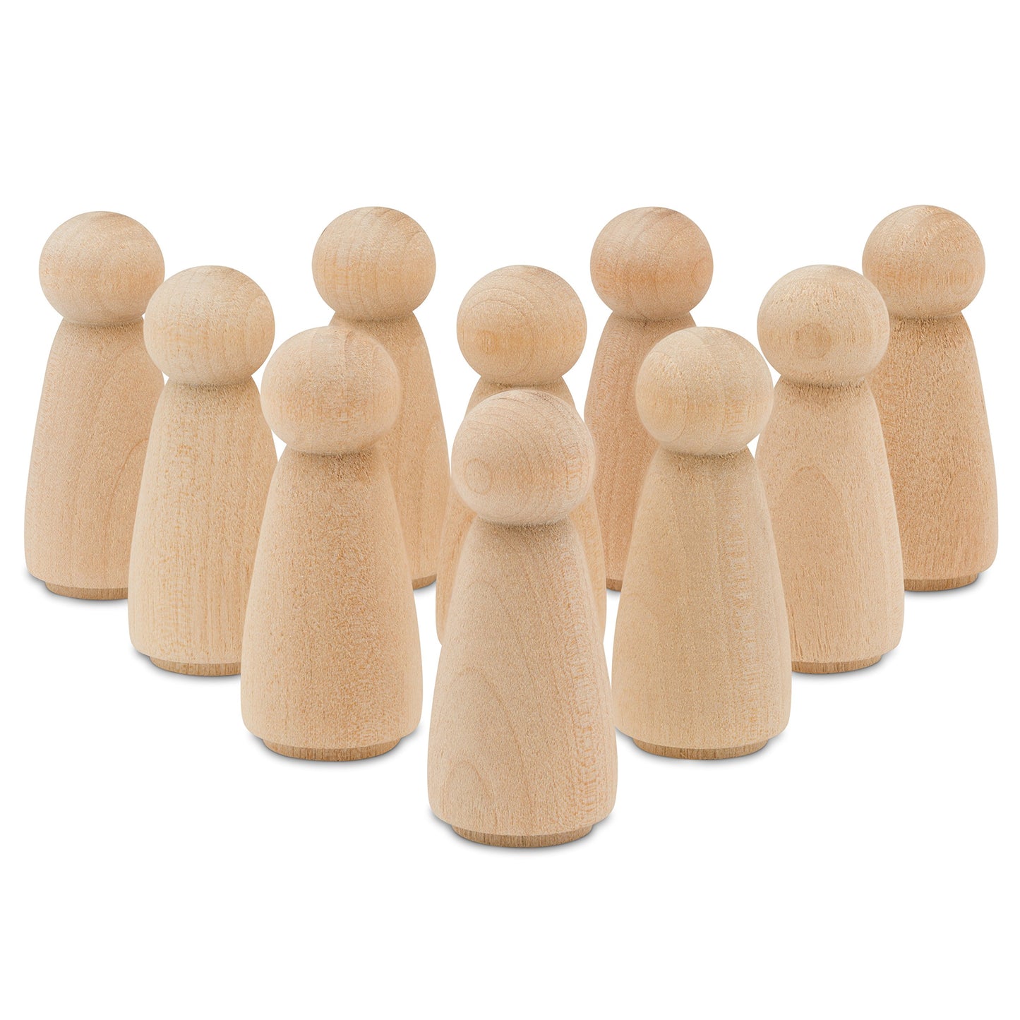 Wood Peg Dolls Large 3-1/2 Inch, Mom/Angel Shape Peg People, Pack Of 100 Unfinished Jumbo Peg Dolls To Paint