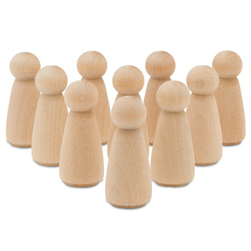 Wood Peg Dolls Large 3-1/2 Inch, Mom/Angel Shape Peg People, Pack Of 50 Unfinished Jumbo Peg Dolls To Paint