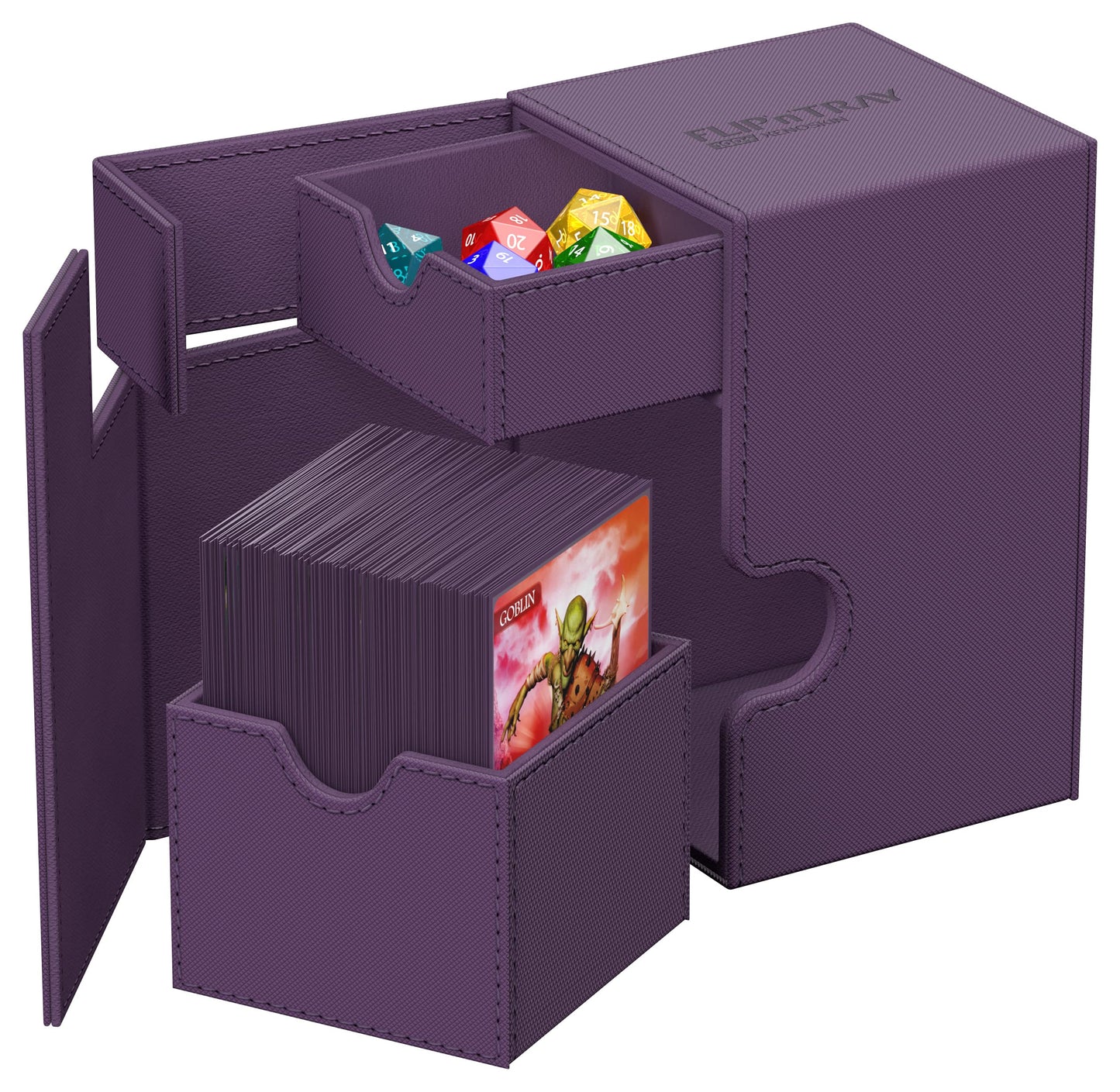 Ultimate Guard Flip'N'Tray 100+, Deck Case For 100 Double-Sleeved Tcg Cards + Dice Tray, Purple, Independent Magnetic Closure & Microfiber Inner Lining