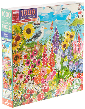 eeBoo: Piece and Love Seagull Garden 1000-piece rectangular mature-themed Jigsaw Puzzle  Jigsaw Puzzle for mature-themeds and Families  includes Glossy  Sturdy Pieces and Minimal Puzzle Dust