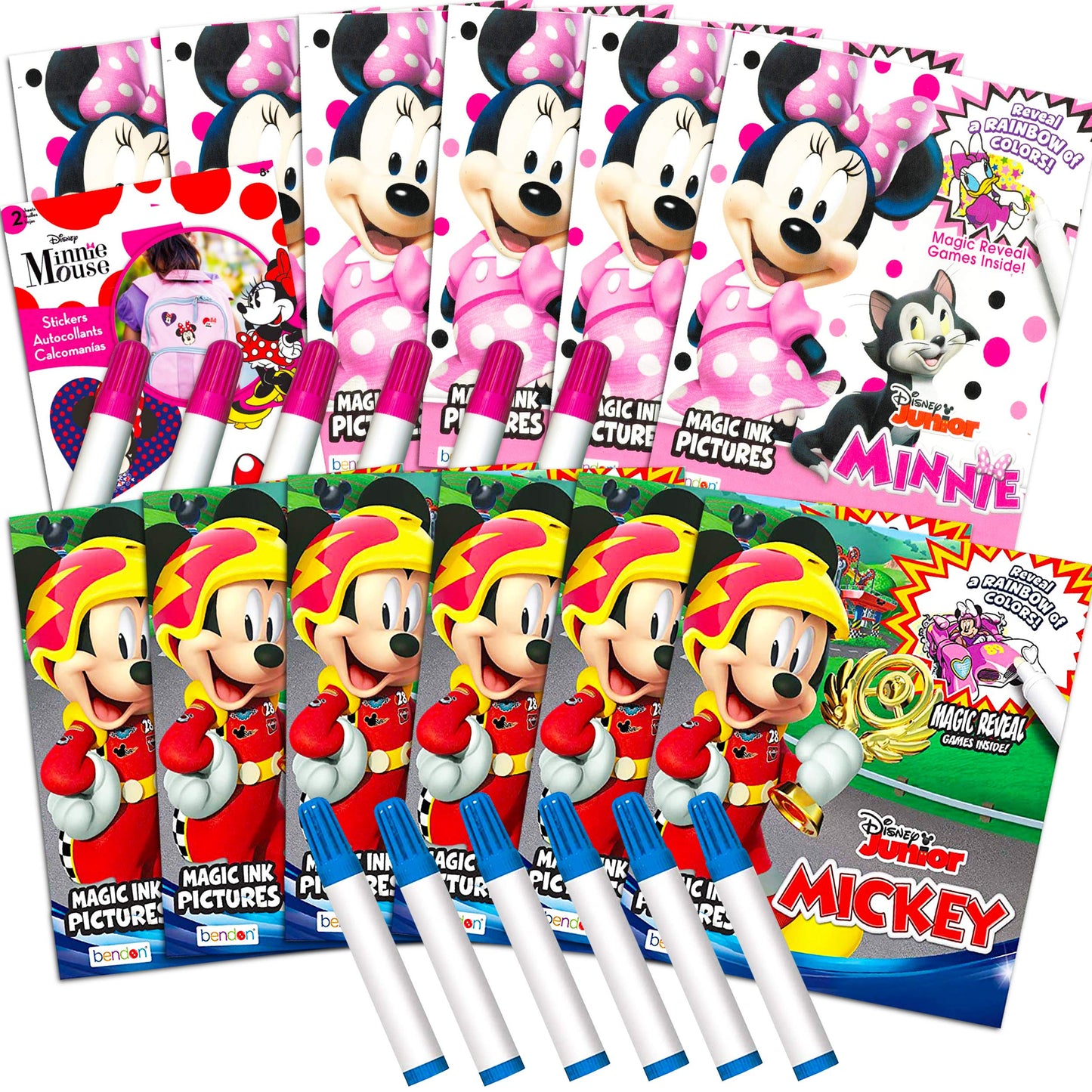 Disney Minnie Mouse and Mickey Mouse Imagine Ink Coloring Book Set for Girls Boys ~ 12 Pack No Mess Coloring Books with Minnie S