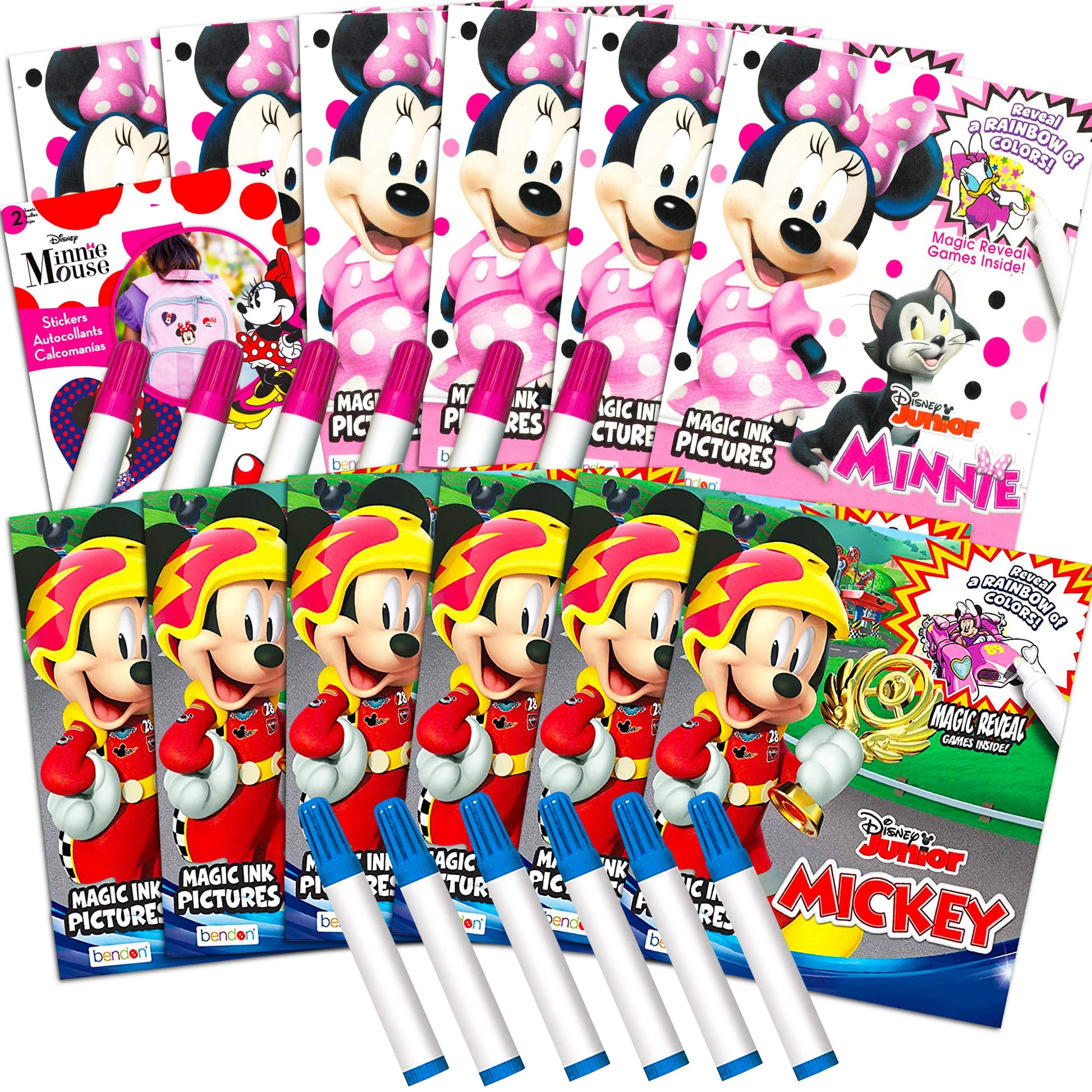 Disney Minnie Mouse and Mickey Mouse Imagine Ink Coloring Book Set for Girls Boys ~ 12 Pack No Mess Coloring Books with Minnie S