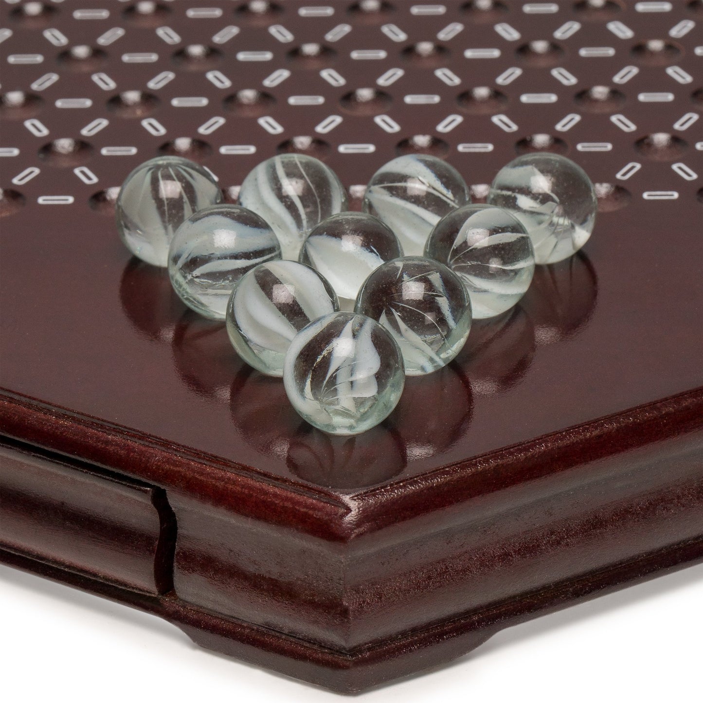 Yellow Mountain Imports Wooden Chinese Checkers Halma Board Game Set (12-Inch) with Storage Drawer and 60 Colored Glass Marbles