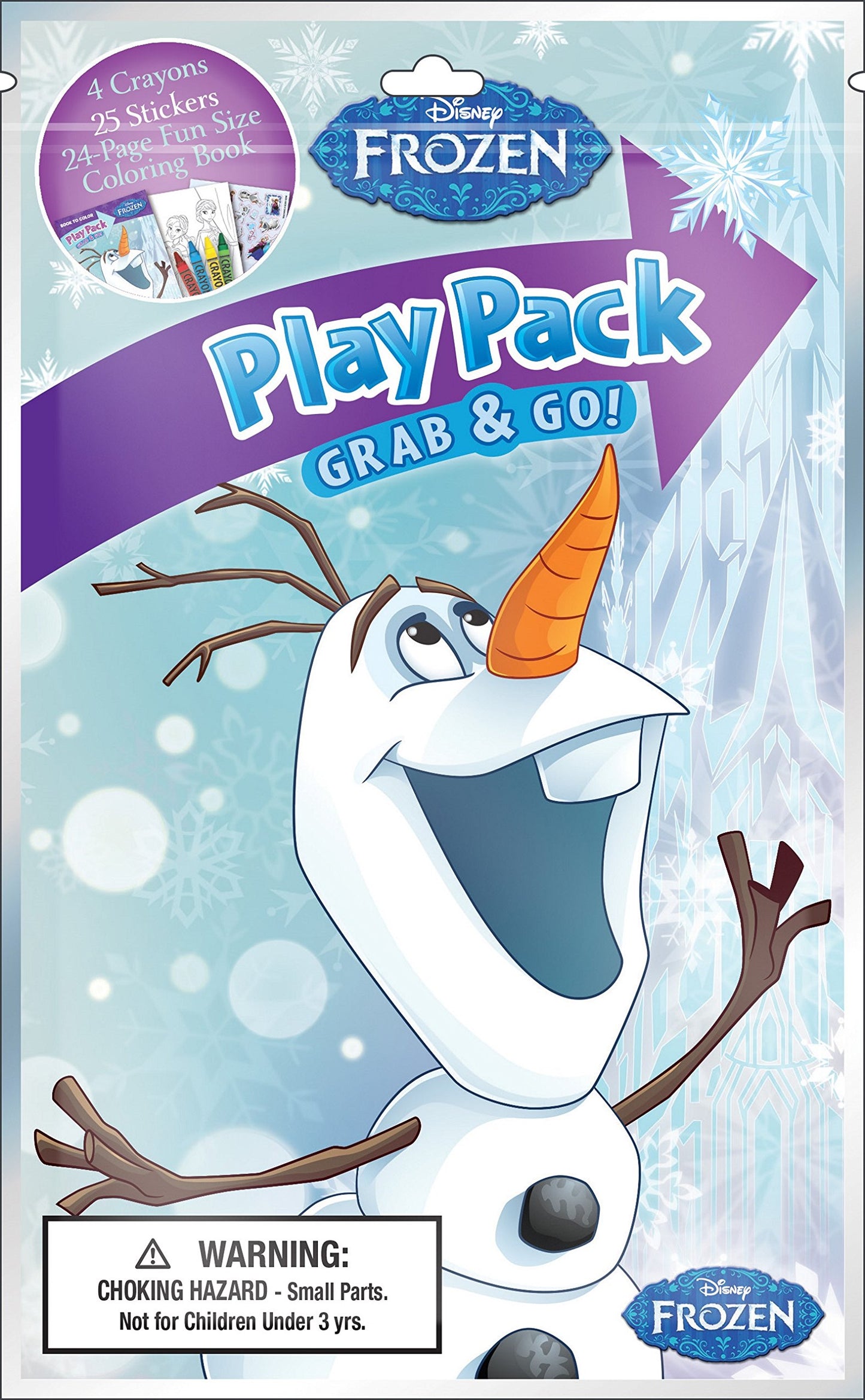 Bendon Frozen Olaf Grab & Go Play Packs, 12 Count, Includes 4 Crayons, 1 Sticker Sheet, 24-Page Coloring Book, Multicolored