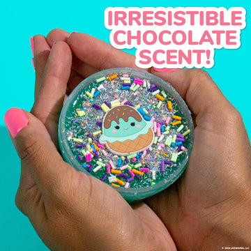 Original Squishmallows Glitter Slime, Mini Squishmallows Maya The Ice Cream Charm, Chocolate Scented Slime, 3 Fun Slime Add-Ins, Pre-Made Slime For Kids, Great 6 Year Old Toys, Sludge Toy